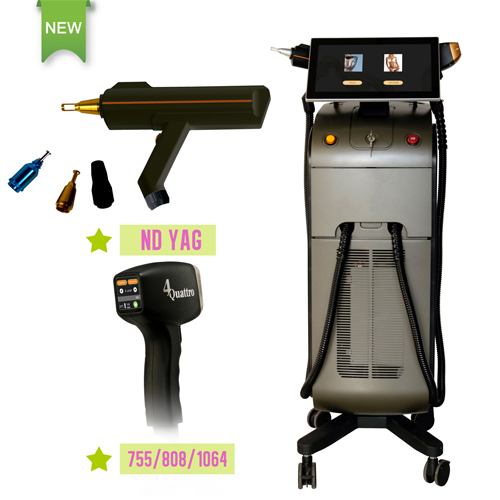 2 in 1 Multifunctional beauty equipment with 3 waves diode laser hair removal and Nd yag laser